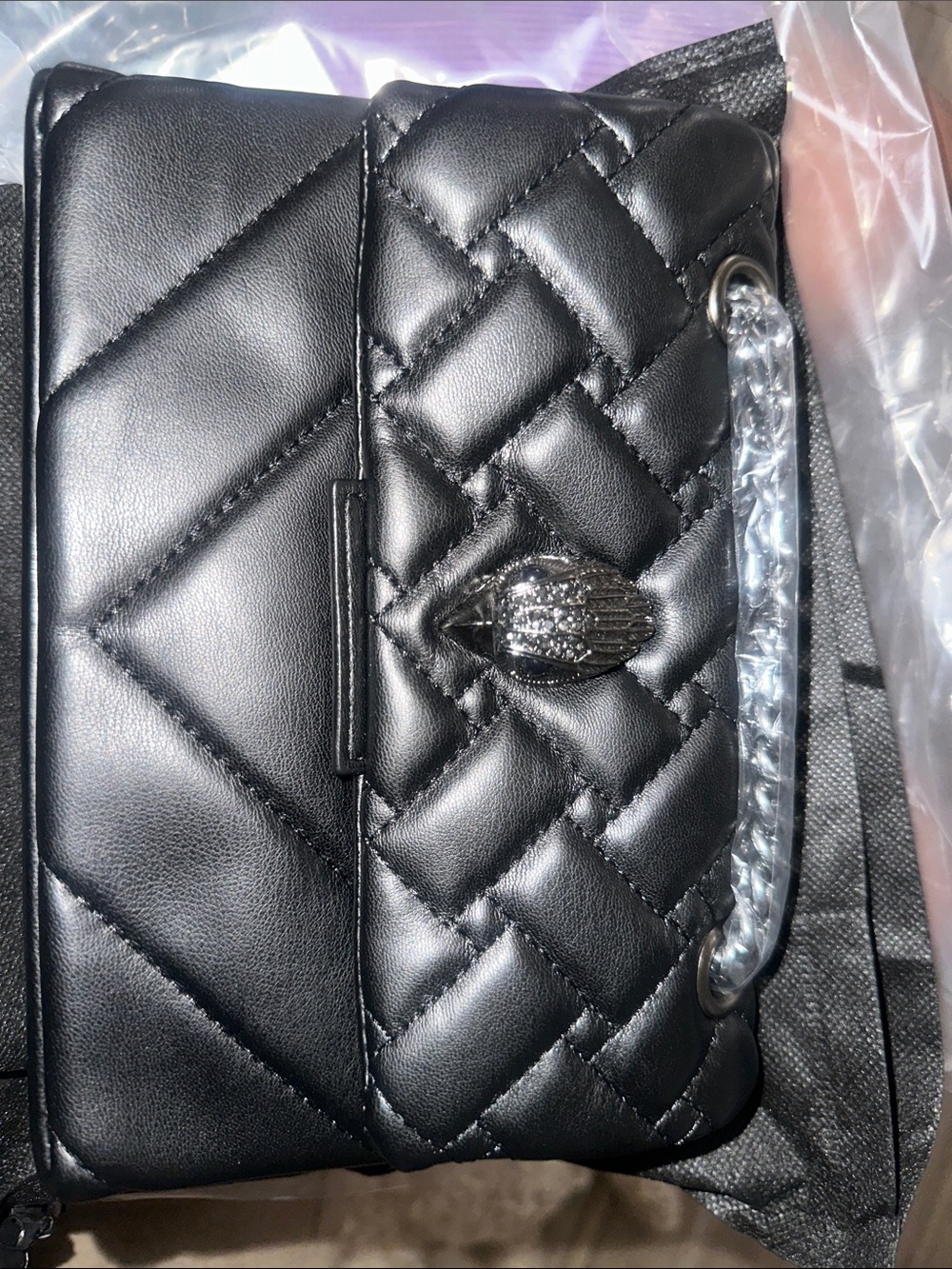 Kurt Geiger Black Quilted Mini Chain Handle Shoulder Bag - Picture 1 of 3